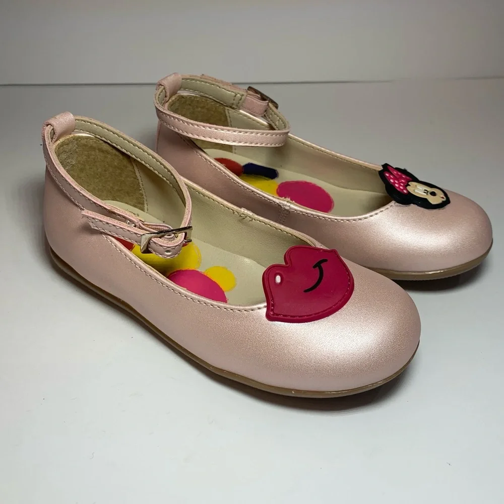 Andrea Girl Toddler‎ Pink Minnie Mouse Ballet Flat Ankle Strap Size 8 NEW